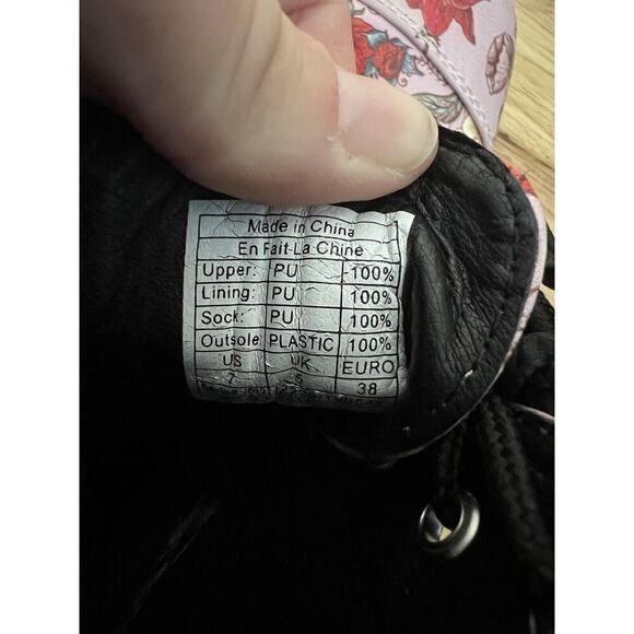 TUK Anarchic Pink Skull & Roses Combat Boots - Picture 7 of 10